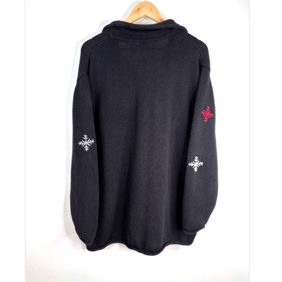 VTG 90s Ugly Christmas Sweater Cardigan 1X Embroidery Patchwork Mitten Snowflake - Picture 4 of 9